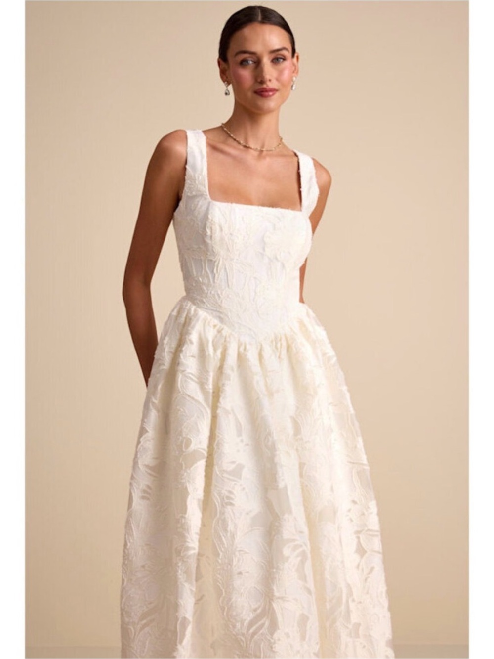Lulu's Cream Textured Maxi Dress